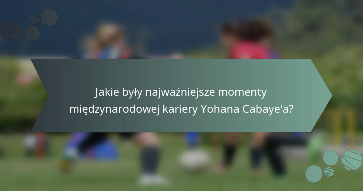 Jakie były najważniejsze momenty międzynarodowej kariery Yohana Cabaye'a?